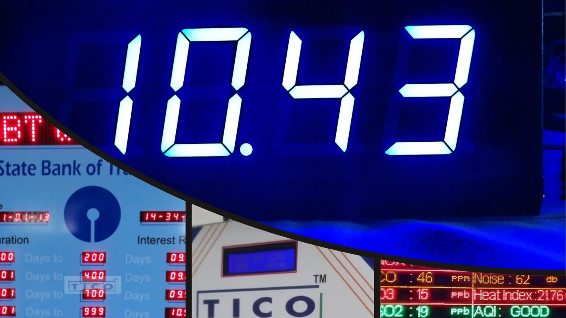 TICO digital clocks and intelligent display systems